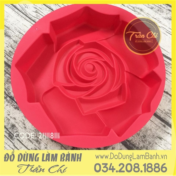 Khuôn silicone tròn hoa Hồng xoắn 28.5cm - LỚN (20/3/22)