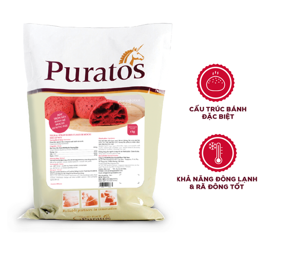 Bột trộn sẵn Bánh Mì MOCHI hương DÂU Puratos - Gói 1kg (4022335)