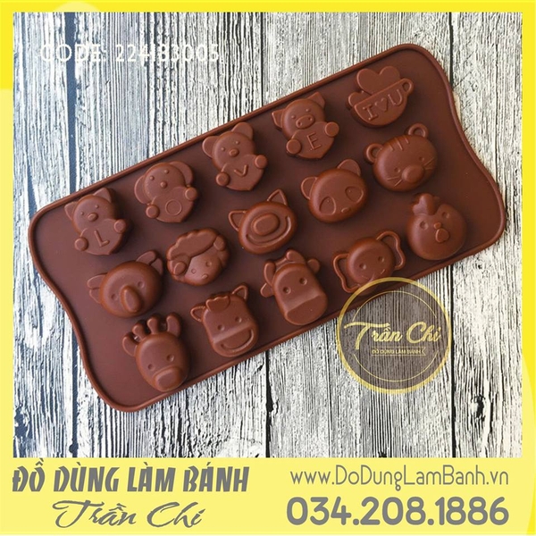 Khuôn silicone vỉ Thú nhỏ ôm tim LOVE 15c (VN005)