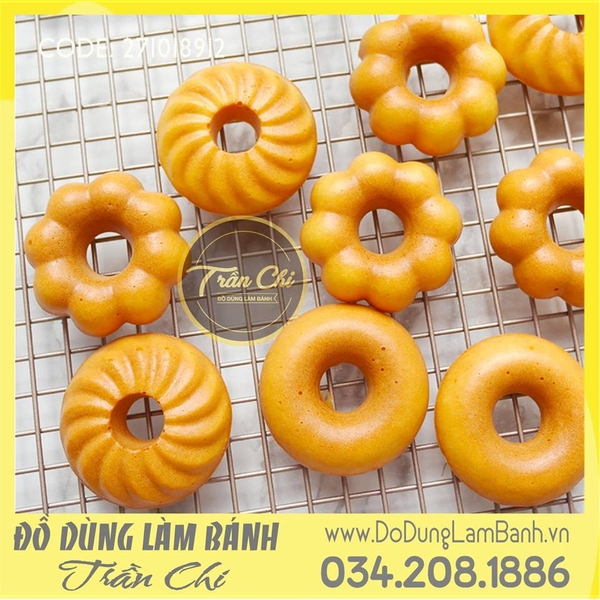 Khuôn nhôm Donut Tròn, Hoa, Xoắn 12c - Gold