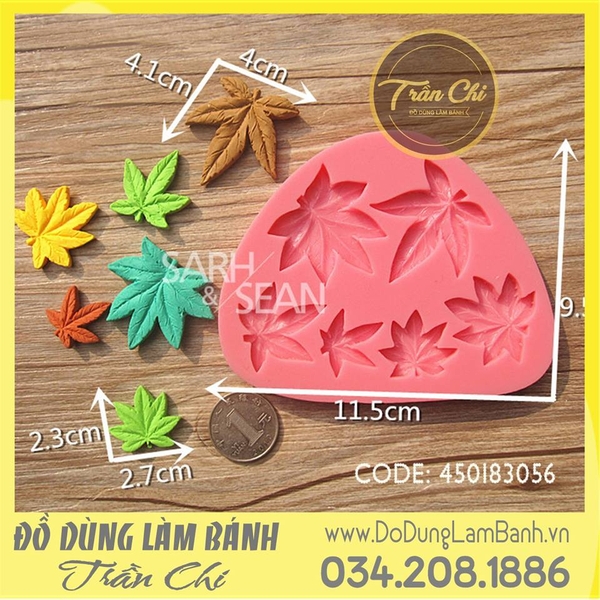 Khuôn silicone LÁ PHONG 6 size vỉ tam giác (L1368)