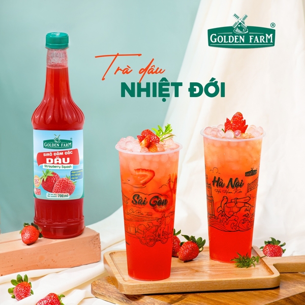 Siro Đậm Đặc DÂU Golden Farm - Chai 700ml