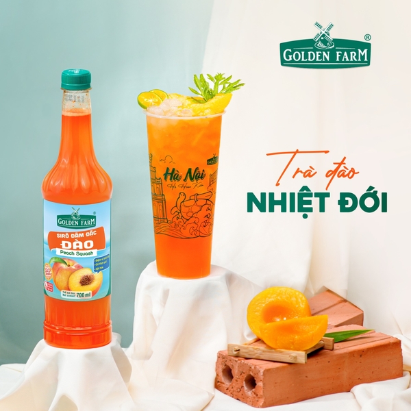Siro Đậm Đặc ĐÀO Golden Farm - Chai 700ml