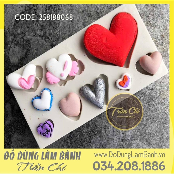 Khuôn silicone Trái tim 9c - Xám