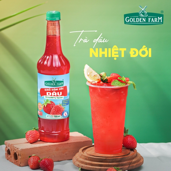 Siro Đậm Đặc DÂU Golden Farm - Chai 700ml