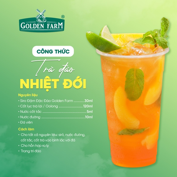 Siro Đậm Đặc ĐÀO Golden Farm - Chai 700ml