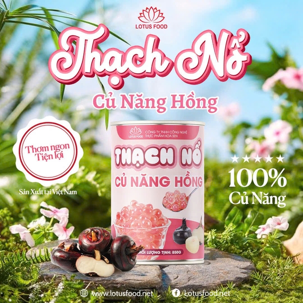 Thạch Nổ Củ Năng HỒNG LOTUS FOOD - Lon 850gr
