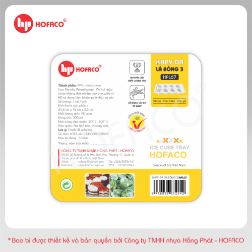 Khay Đá Nhựa Lá Bông 3 8c Hofaco (HPL67)