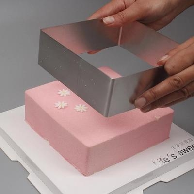 Khuôn Mousse RING VUÔNG INOX Ko Đáy VN - Size 12cm (cao 6cm) (RV12)