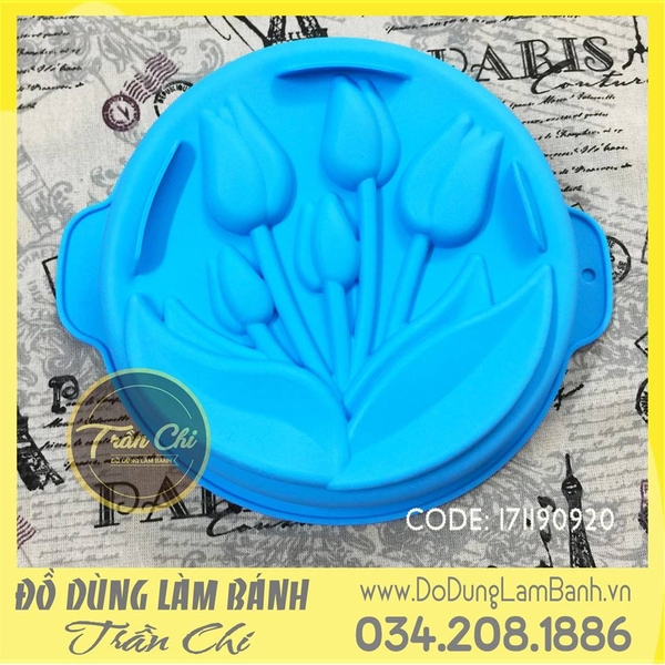 Khuôn silicone tròn 5 cành hoa Tulip - LỚN