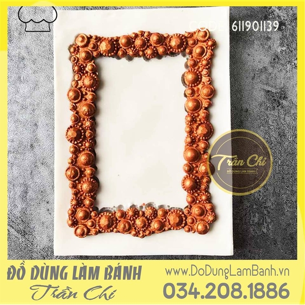 Khuôn silicone Khung ngọc trai chữ nhật - Xám