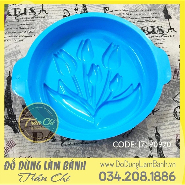 Khuôn silicone tròn 5 cành hoa Tulip - LỚN
