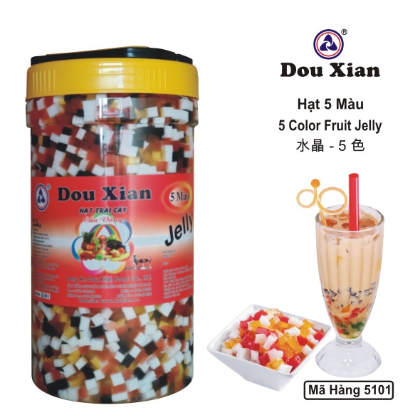 5101 - Thạch JELLY Hạt rau câu 5 MÀU Douxian - Hủ 2.5kg