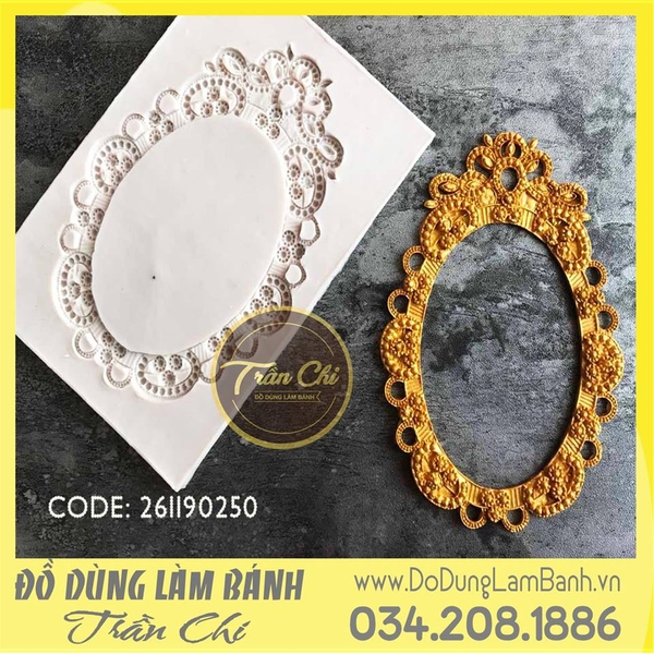 Khuôn silicone Khung hình Oval lớn - Xám
