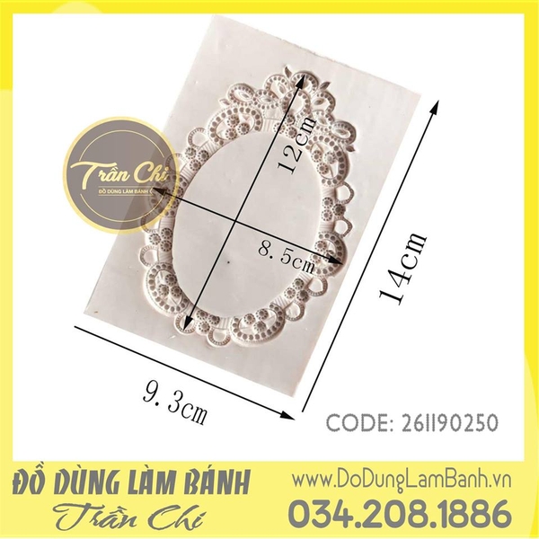 Khuôn silicone Khung hình Oval lớn - Xám