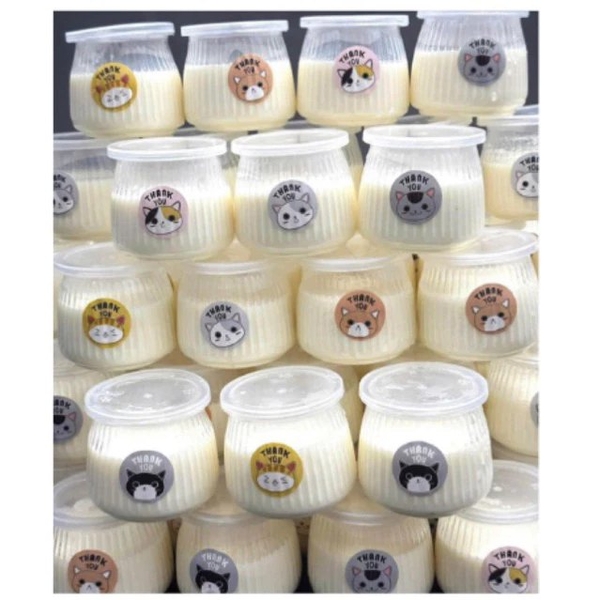 Hủ nhựa Pet TRÒN SỌC 110ml (kèm nắp) sữa chua, Panna Cotta - Lốc 20 hủ