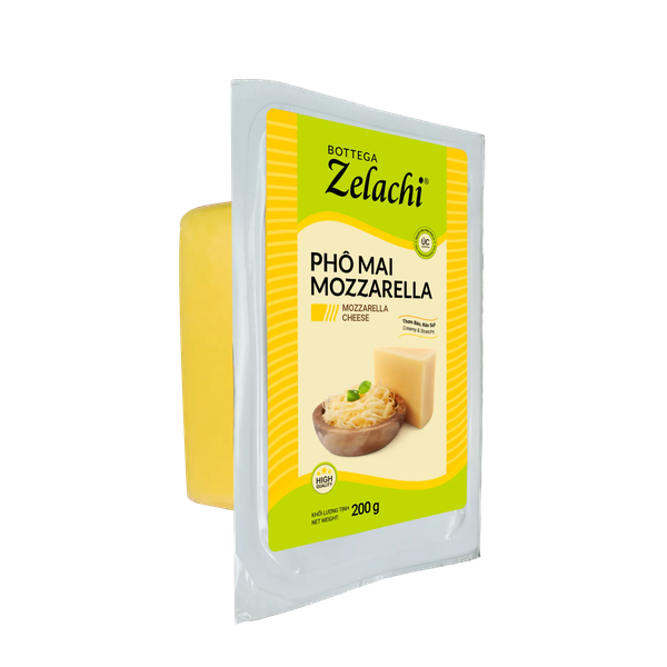 Phô mai Kéo Sợi Mozzarella nguyên KHỐI ZELACHI - Cục 200gr (5210NVCR)