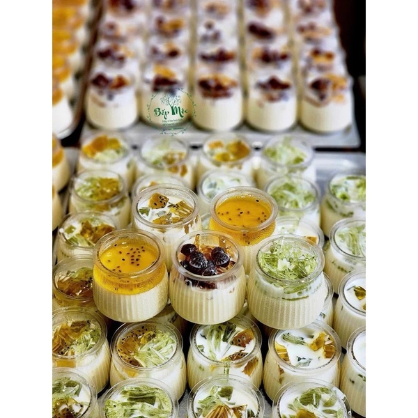 Hủ nhựa Pet TRÒN SỌC 110ml (kèm nắp) sữa chua, Panna Cotta - Lốc 20 hủ