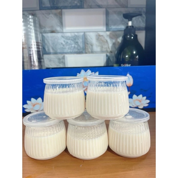 Hủ nhựa Pet TRÒN SỌC 110ml (kèm nắp) sữa chua, Panna Cotta - Lốc 20 hủ