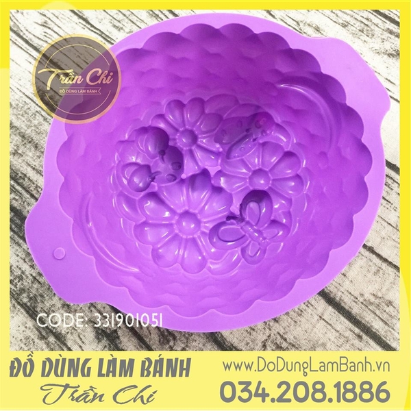 Khuôn silicone tròn hoa bướm - LỚN