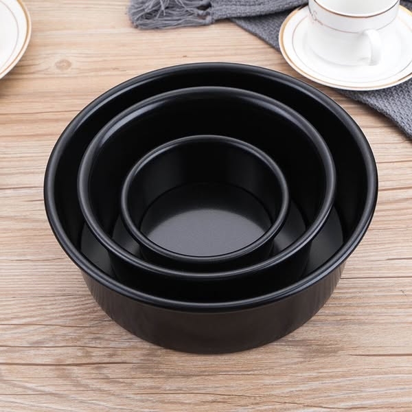 DTD20 - Khuôn Nhôm TRÒN ĐÚC Đế LIỀN CHỐNG DÍNH Đen - Size 8 inch/20cm