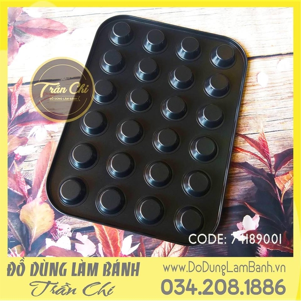 Khuôn nhôm 24 CUPCAKE TRÒN NHỎ chống dính - BLACK