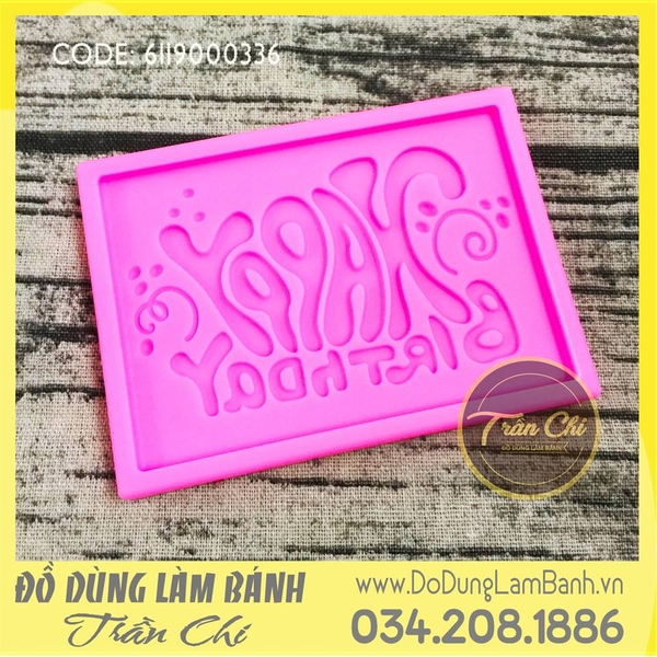 Khuôn silicone Miếng Happy Birthday chữ nhật