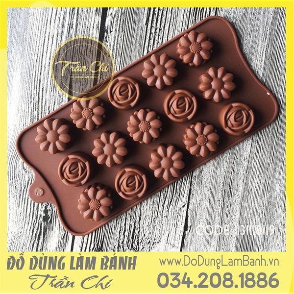 VT0315 - Khuôn silicone vỉ HOA 3 loại 15c (26/11)