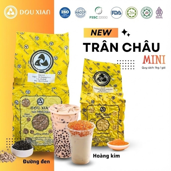 1015 - Trân Châu Dou Xian MINI HOÀNG KIM Size 1.0 - Gói 1kg