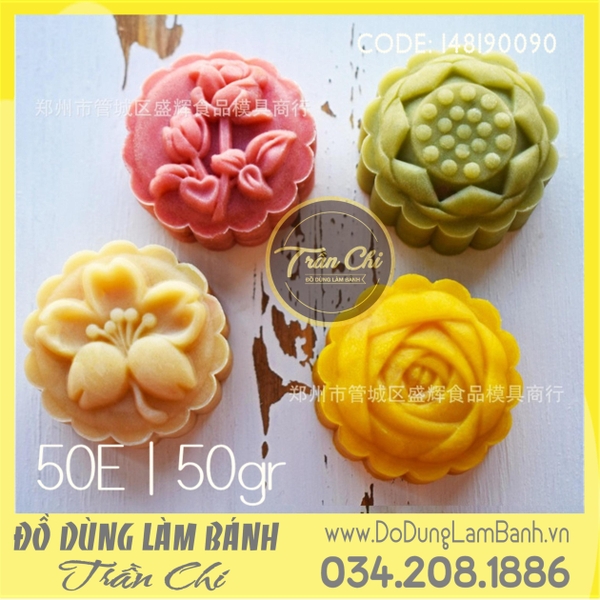 Khuôn TTLX 50gr - 04 mặt hoa 2019 (Sen, Sakura, Hồng, Cành Hoa) (Mẫu 50E)