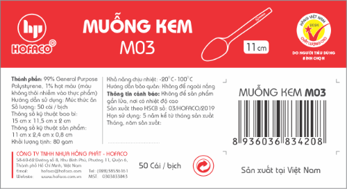 Muỗng Kem nhựa 11cm Hofaco - Bịch 50c (M03)