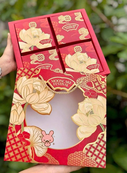 Hộp trung thu 4B (150-250gr) KIM LIÊN Đỏ (ko nắp) 2026 - Lốc 10 bộ (NV26415)