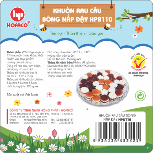 Khuôn nhựa Rau Câu BÔNG MIX MẪU Nắp Đậy Hofaco - Lốc 10c (HPB110)