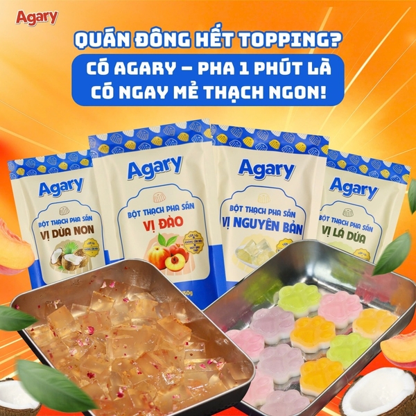 Bột Thạch Pha Sẵn AGARY vị DỪA NON - Gói 150gr