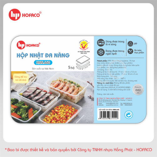 Hộp Nhật Đa Năng 660ml Hofaco - Lốc 5c (HNT.660)