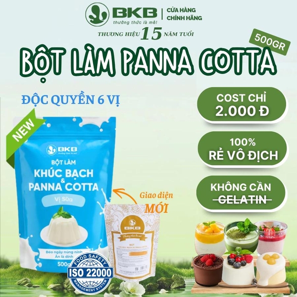 Bột làm Khúc Bạch, Panna Cotta Vị SỮA BKB - Gói 500gr