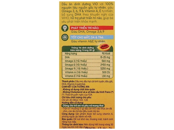 Dầu Gấc VIO Tường An - Chai 250ml