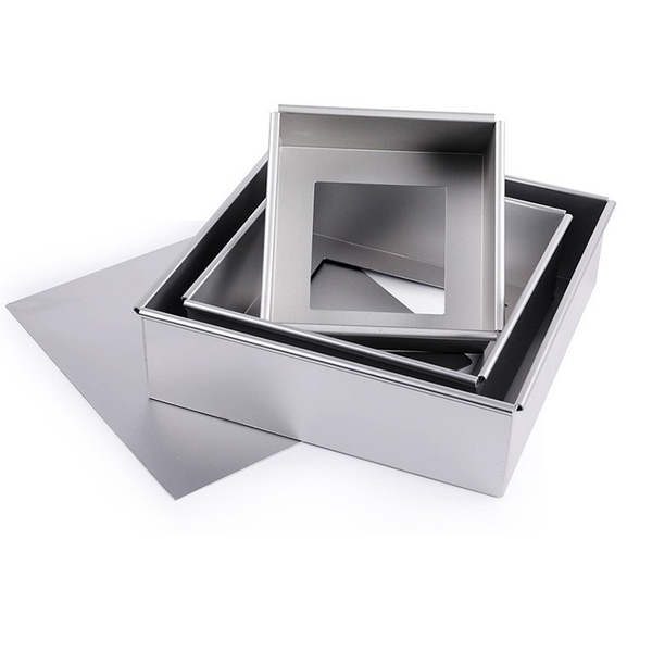 Khuôn Nhôm VUÔNG Đế RỜI - Size 12cm (cao 8cm) (VR12)
