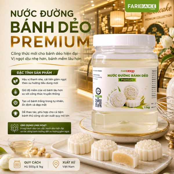 Nước Đường Bánh DẺO PREMIUM FARINA - Hủ 1kg (15 hủ giảm 2k/1 hủ)