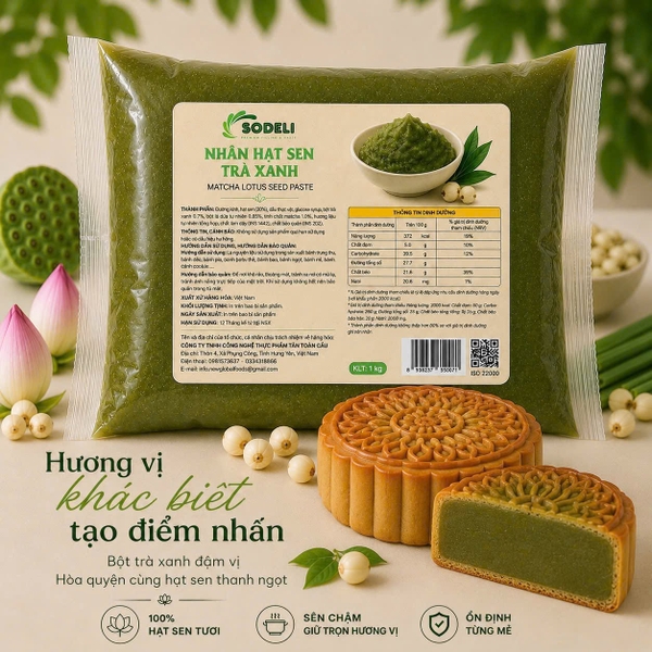 SODELI - Nhân Hạt Sen Trà Xanh - Gói 1kg
