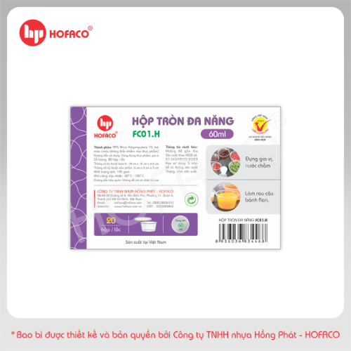 Hộp Tròn Đa Năng 60ml Hofaco - Lốc 20c (FC01.H)