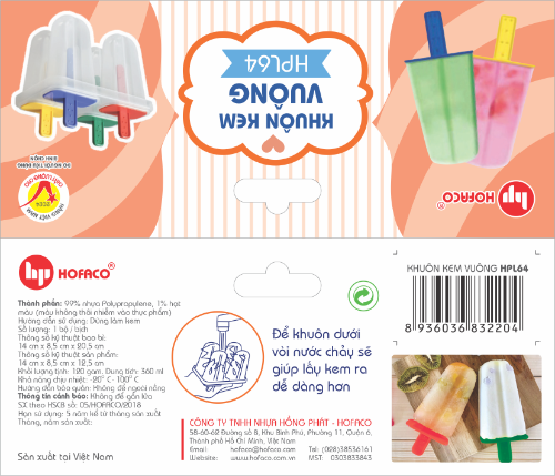 Khuôn Kem VUÔNG 4c Hofaco (HPL64)