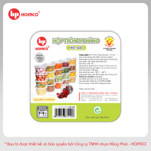 Hộp Tròn Đa Năng 400ml Hofaco - Lốc 5c (HNT.400)