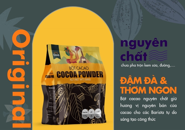Bột Cacao ĐẮNG DANS - Gói 500gr (30 gói giảm 3k/1 gói)