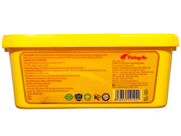 Bơ Thực Vật Margarine vị NGUYÊN BẢN Tường An - Hộp 800gr