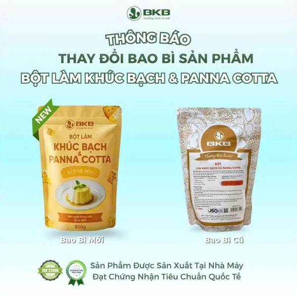 Bột làm Khúc Bạch, Panna Cotta Vị PHÔ MAI BKB - Gói 500gr