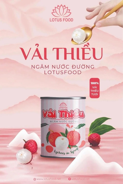 Vải Ngâm tem Hồng LOTUS FOOD - Lon 560gr