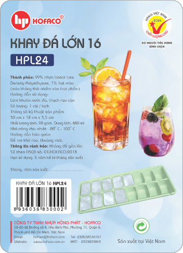 Khay Đá Nhựa Lớn 16 Viên Hofaco (HPL24)