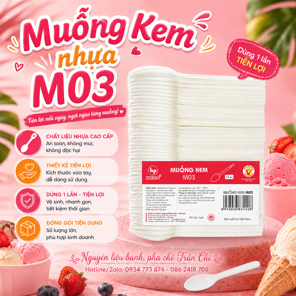Muỗng Kem nhựa 11cm Hofaco - Bịch 50c (M03)