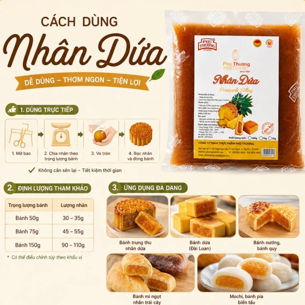 PTFOOD - Nhân Trung Thu KHÓM/DỨA SỢI Đài Loan - Gói 1kg
